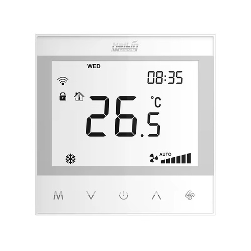 LoRa Thermostat for 4-Pipe FCU With Touch Key 220V AC for Air Conditioning External Sensor BMS Thermostat HL7031