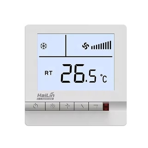 2 Pipe FCU Thermostat for Air Conditioning With On/Off Valve 3 Speed Fan 220V AC Flush Mounting