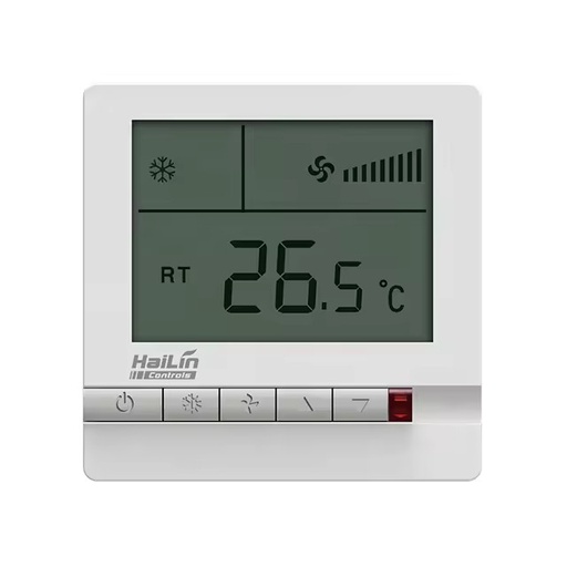 2 Pipe FCU Smart AC Thermostat With On/Off Valve 3 Speed Fan 220v Flush Mounting