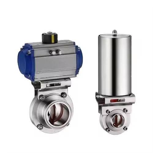 DN10-300 Food Grade Sanitary Stainless Steel 304 304L 316L TC CLMAP FLANGE Threaded Pneumatic KF Vacuum Butterfly Valve