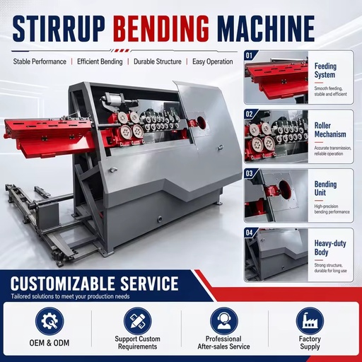 Automatic Stainless Steel Rebar Stirrup Bending Machine with PLC CNC Control System for High-Accuracy Steel Bar Cutting Bending