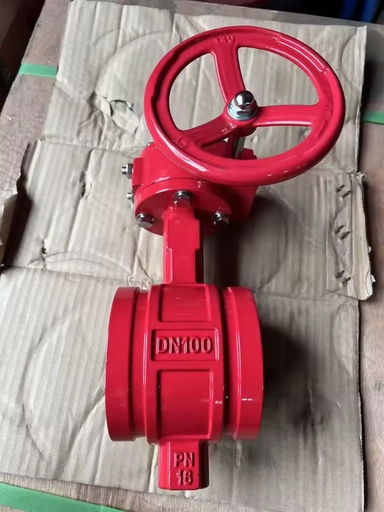 Grooved Butterfly Valve Worm Gear Rubber Lined Body Ductile Iron D381X-16Q PN16 DN50-DN300 for Chemical Wastewater Fire