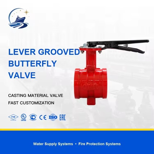 Ductile Cast Iron Grooved Butterfly Valve PN16 2 in - 8 in D81X-16Q for Flow Control