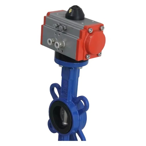 RDNT Pneumatic Double Acting Spring Return Ductile Iron Non-Eccentric Wafer Type Butterfly Valve for Water International