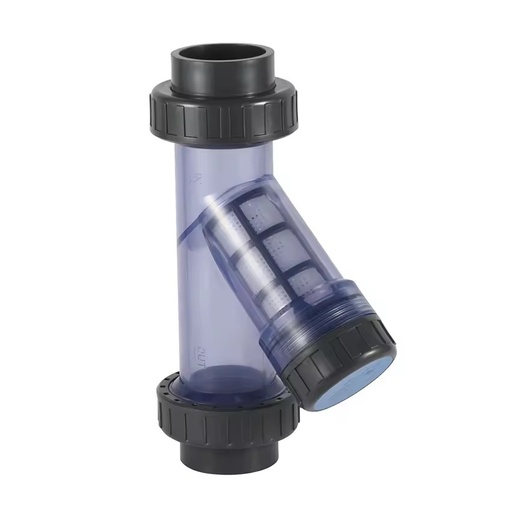 1/2 to 4 Inch Socket Threaded Clear Transparent UPVC PVC Valve Y Type Filter Strainer for Chemical Industry Pipe