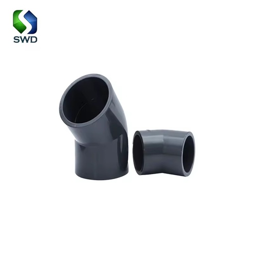SWD Hot Selling PVC/UPVC Pipe Fitting 45° Elbow for Water Supply Pipe Fittings Dark Grey Pipe and Fittings Elbow DIN STANDARD