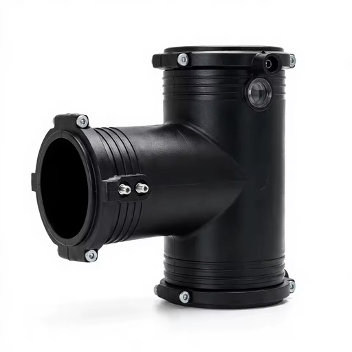 PE100 Electrofusion Equal Tee D160 Black HDPE Pipe Fitting with Female Connection 318mm for Gas and Water Supply Pipeline