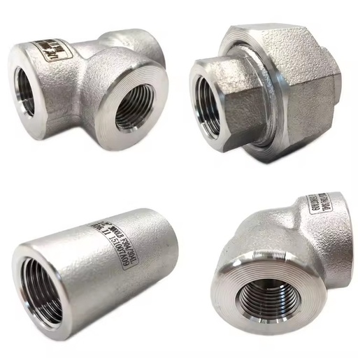 ASME B16.11 SW Stainless Steel Threaded 3000lb 6000 Forge Fitting High Pressure Pipe Tee Coupling Union Cross Elbow