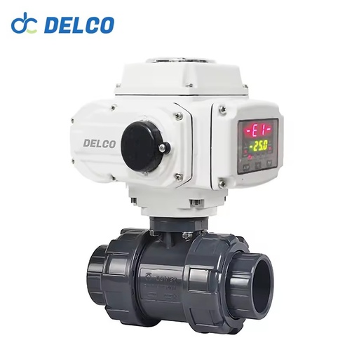 UPVC Regulating Type Double Union Motorized Ball Valve 220V PVC Ball Valve