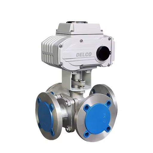 DK55-4TF DN40 High Pressure 4 Way Flange Type Electric Actuated Stainless Steel Ball Valves