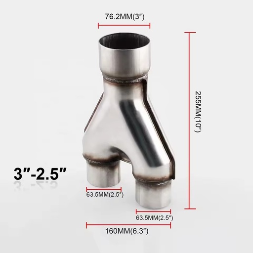 MX Exhaust Automotive High Performance SS409 Material Exhaust Y Pipe for Exhaust System