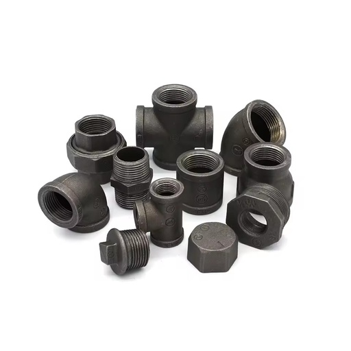 FM for Hot Dip Galvanized Zinc Plated Malleable Cast Iron Pipe Fittings 4 Way 45 90 Degree Elbow Black Flange Equal Tee