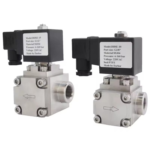 1/2"NPT 3/4"NPT Pilot Operated Stainless Steel High Pressure Water Solenoid Valve 160bar 220VAC
