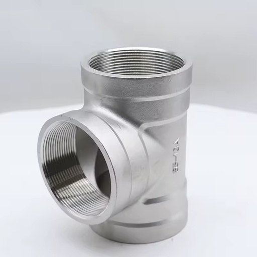 (OEM ODM) 304 Stainless Steel Forged Threaded Tee BSPT Female Industrial Pipe Fitting