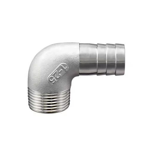 (OEM ODM) High Stainless Steel 304 90 Degree Elbow Male Thread Barbed Hose Nipple Connector Pipe Fitting UV/Corrosion Resistant