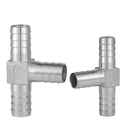 (OEM ODM) Factory Direct 304 Stainless Steel T Type Hose Barb Tee Fitting Equal Pagoda Connector for Water Gas Oil Flexible