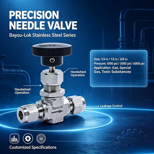 316 Stainless Steel Needle Valve High Purity Gas Cabinet Pipeline Flow Control OEM Gas Pressure Regulator