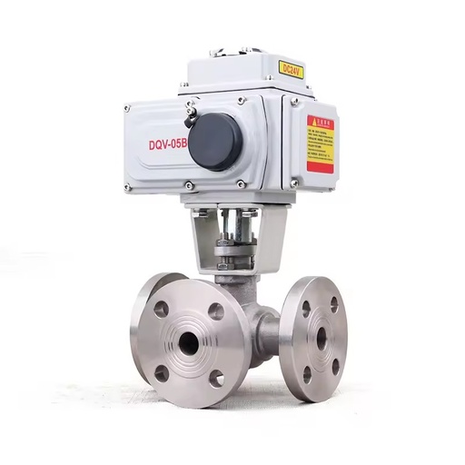DQ 3-Inch 3-Way L-Port Motorized Electric Ball Valve 24V Electric Actuator Flange Stainless Steel 3 Way Motorized Ball Valve