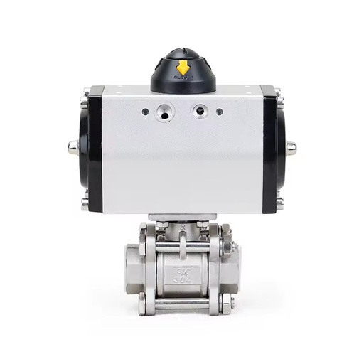 DQ 304 Stainless Steel Pneumatic Water Flow Control Pneumatic Ball Valve Pneumatic three-piece ball valve