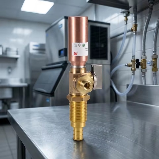 CUPC NSF 372 Lead Free NSF 61 Half Inch F1807 X a Quarter Inch OD Ball Valve with Copper Water Hammer Arrester for Ice Maker