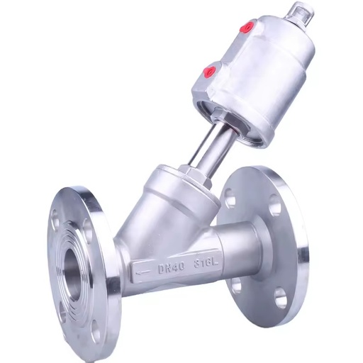 Pn16 DN40 Pneumatic Flange Connection SS304 SS316 Angle Seat Valve