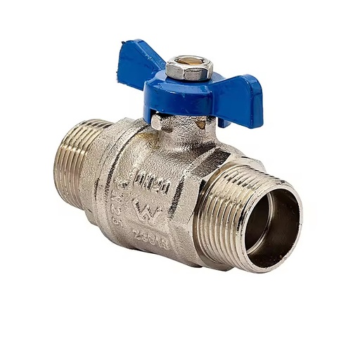 Wholesale 1/2"-1" Nickel Plated Brass Ball Valve Male PN25 DN20 With Blue Aluminum Butterfly Handle Factory Spot