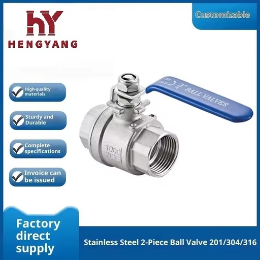 Natural Gas Water Oil Stainless Steel 304/316 Manual Operated OEM Ball Valve Threaded Full/Standard Bore 1PC/2PC Two-Piece
