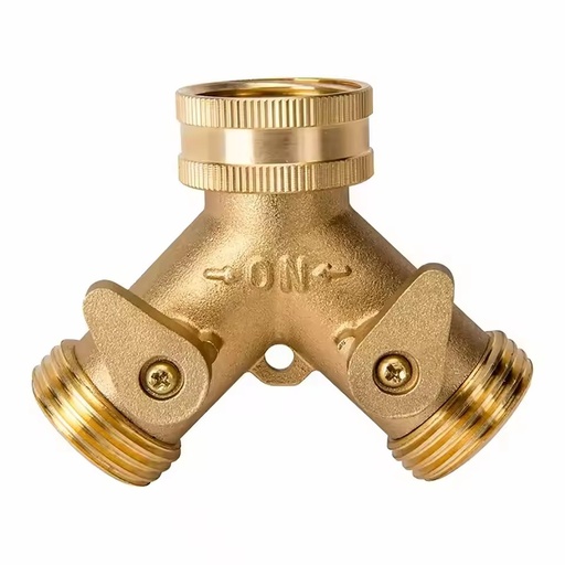 3/4" Garden Y Shaped Brass Water Pipe Connector 2 Way Water Hose Splitter