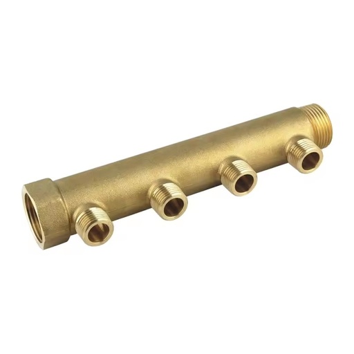 50mm Brass Linear Distribution Manifold, 2-8 Way Options, Male 3/4" & 1" Inlets with 1/2" or 3/4" Outlets