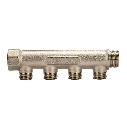 Factory Wholesale 2-12 Ways Brass Manifold Natural/Nickel Plated, Straight Type for Floor Heating and Water Distribution System