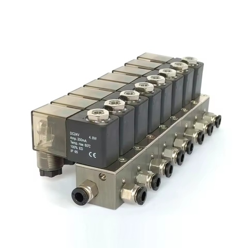 3V1-06-8F 1/8in Normally Closed Electromagnetic Manifold Base Mini Air Valve Group 12v 24v 3 Way Solenoid Control Manifold Valve
