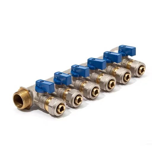 Wholesale 36/50MM 2/3/4/5/6 Ways Brass Manifold With Ball Valves and Detachable Adapters Aluminum Handle for Heating System
