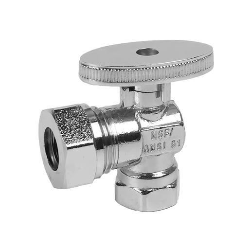 Lead Free Brass Quarter Turn Angle Stop Valve 1/2" FIP X 3/8" OD Compression