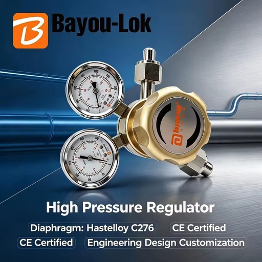 SS316L Stainless Steel High Pressure Gas Regulator Hastelloy C276 Diaphragm Pressure Reducing Valve for UHP H2 N2 CO2 Ar O2 He
