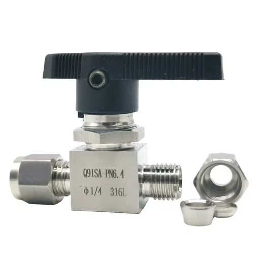 Flow Control Valve Hydraulic Stainless Steel Pneumatic Instrument Compression Double Ferrule Straight 2 Way Ball Valve