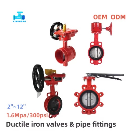 FM UL 150LB 2' 4' 6' 8' Fire Protection Handwheel Groove Butterfly Valve Long-handle Butterfly Valve Pipe Fitting Fire Sprinkler