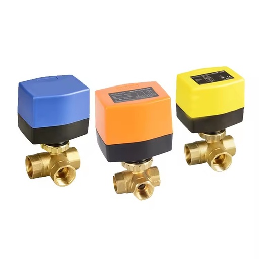 Winvall Electric Ball Valve AC220V Actuator 1/2'' 3/4'' 1'' Motorised Three Way Valves Motorized 3 Way Brass Floating Valve
