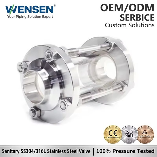 Wensen 304 Stainless Steel Weld-On Sight Glass - Straight Sight Tube with Protective Cover Observation Window