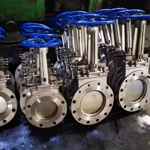 304 Flanged Stainless Steel Knife Gate Valve 3" with Electric Pneumatic Actuator Hand Wheel Bevel Gear