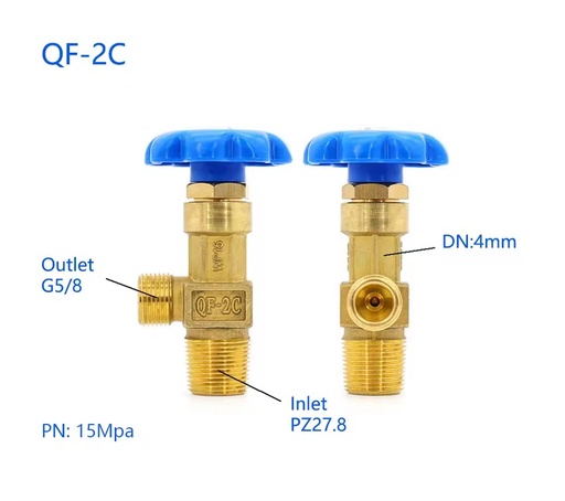 Gas Cylinder Valve QF-2C Carbon Dioxide Brass Valve for Oxygen Cylinder Gas Valve Industrial and LPG Gases Brass Regulator