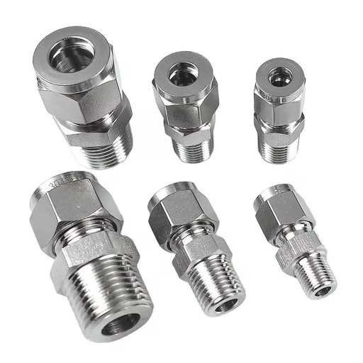 Stainless Steel 316 Double Ferrules NPT Tube Fitting High Pressure Straight Adapter Connector with Compression