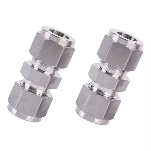 3/4in Tube OD Tube Fittings 316 Stainless Steel Double Ferrule Union Coupling Compression Straight Union Connector