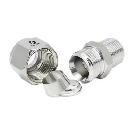 Stainless Steel Male Connector Fitting Compression Tube Fitting Double Ferrule Tube Fitting 3/8inh NPT
