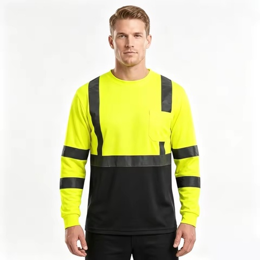 EN ISO 20471 ANSI Class 3 Waterproof High-Visibility Men's Work Long Sleeve Cotton Hoodie Button Fr Polo Reflective T-Shirts