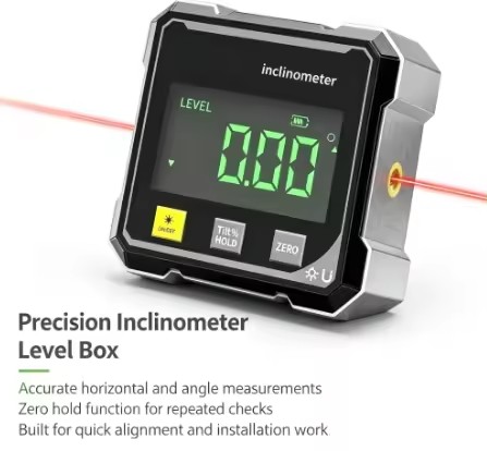 Dual-Sided Red Laser Inclinometer Box Level Digital Display Magnetic Suction Angle Slope Meter USB Powered Electronic Components