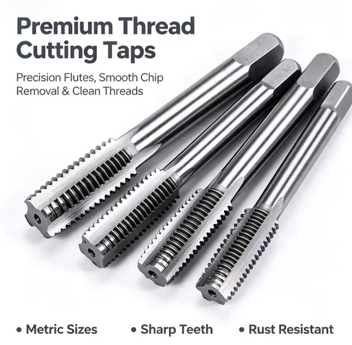 Metric Hand Tap Set M3-M8 Alloy Tool Steel Straight Flute Thread Taps for Internal Threading