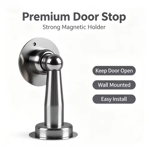 Condibe High Quality Wholesale Durable Silver Finish Magnetic Door Holder Home Office No Drilling Required Stainless Steel