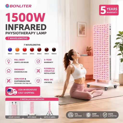 US Warehouse Stock Available Red Light Therapy Panel 7 Wavelengths 480nm 630nm 660nm 810nm 830nm 850nm 1060nm Red LED Therapy