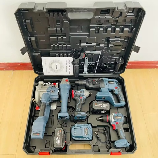 MKT Battery Compatible 21V Brushless 5 in 1 Combo Kit 2000RPM Power Tool Set 100Nm Torque Drill Wrench Saw Grinder Hammer