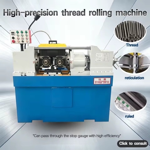 Two-shaft thread rolling machine for round steel rebar with anchor bolt manufacturing